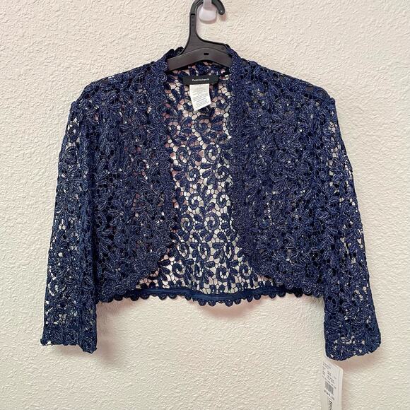 R&M Richards Long Sleeve Metallic Lace Jacket Dress STYLE# 3726 Navy Size 14 - Picture 10 of 14